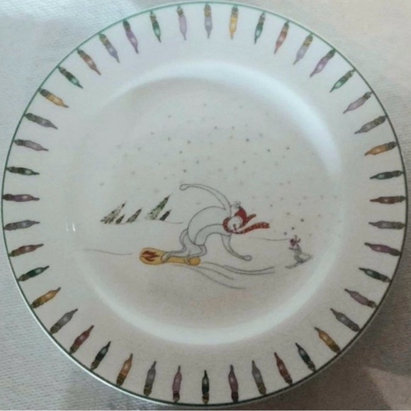 Set of 3 Porcelain Over and Back Snowman Christmas Plates - Picture 4 of 6